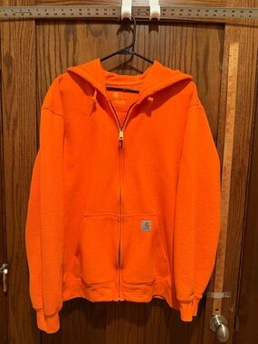 Carhartt High-Visibility Orange Full-Zip Hooded Sweatshirt